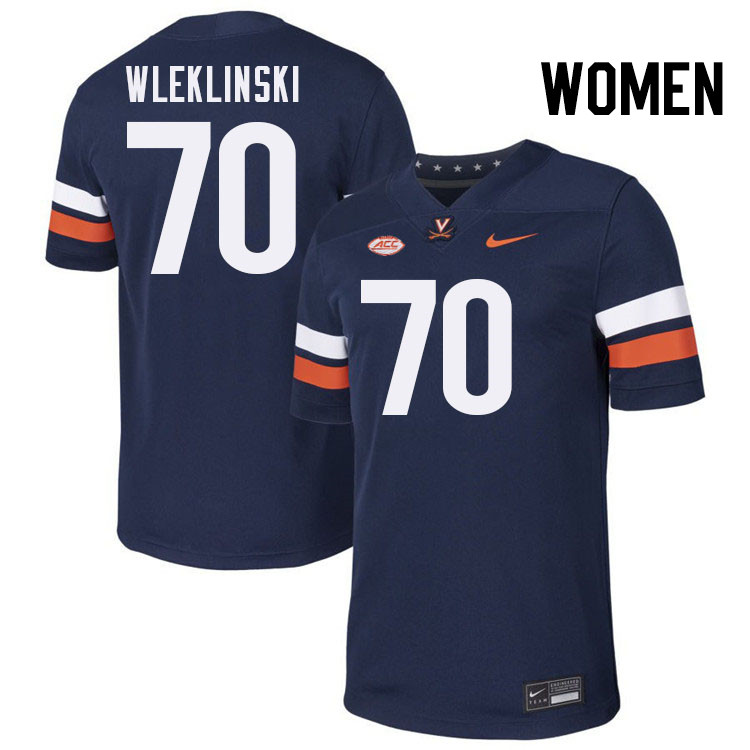 Women Virginia Cavaliers #70 Dane Wleklinski College Football Jerseys Stitched-Navy